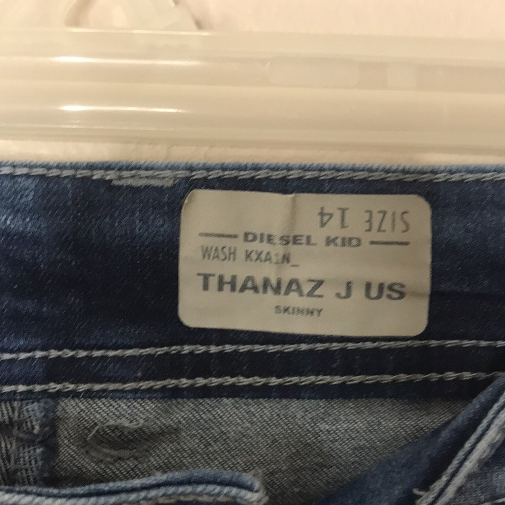 Diesel Jeans Kids Thanaz J US Skinny Distressed Denim Blue Size 14 - Picture 6 of 12